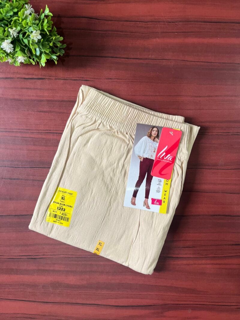 LIVA Lycra Cigar Pants- Cream