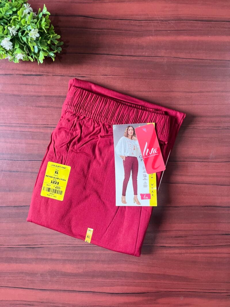LIVA Lycra Cigar Pants - Maroon