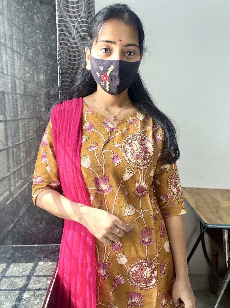 Handpainted Kalamkari- Mustard Yellow